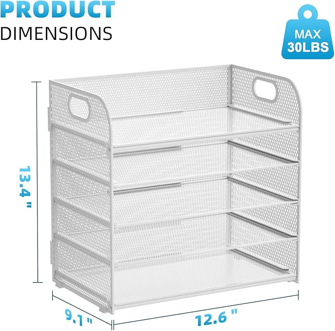 Marbrasse Paper Organizer Letter Tray, 5 Tier Mesh File Organizer - Image 3