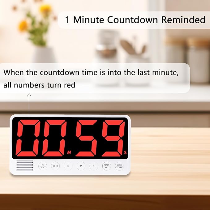 Digital Kitchen Timer with 7.1” Extra Large Display, Rechargeable Magnetic LED - Image 5