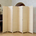 Loomveil 6 Panel Room Divider Folding Privacy Screen, 67 inch Bamboo Panel - Image 2