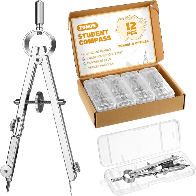 Zonon 12 Pcs Compass for Geometry Compass Bulk for Classroom Math Students - Image 2
