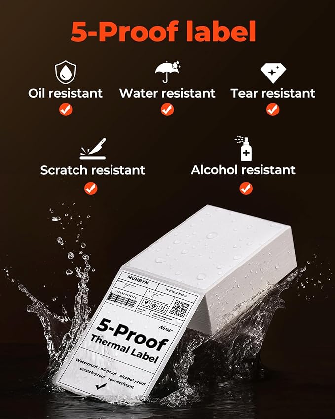 MUNBYN 4"x6" Direct Thermal Shipping Labels, Durable Waterproof, Scratch-Proof - Image 3
