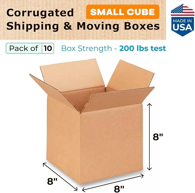 IDL Packaging - B-888-10 Cube Corrugated Shipping Boxes 8"L x 8”W x 8"H - - Image 2