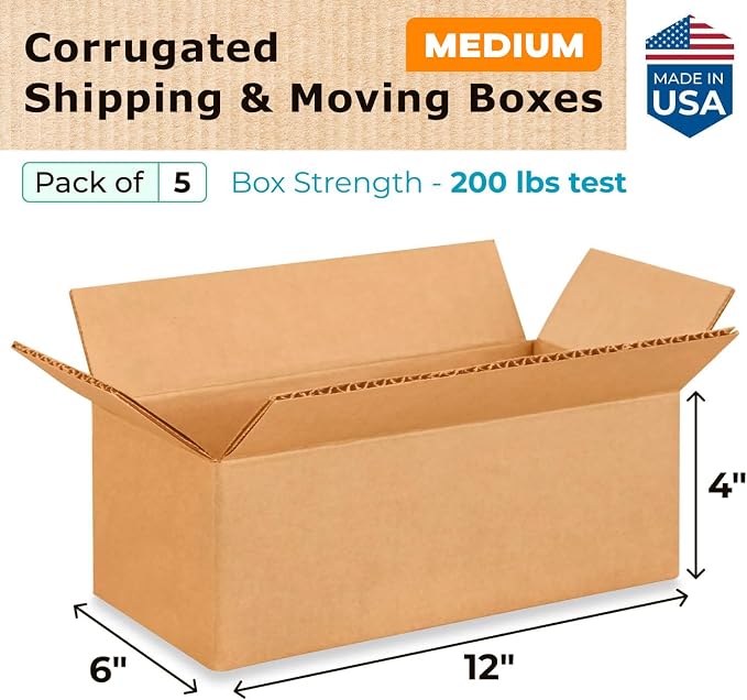Medium Moving & Shipping Boxes 12 x 6 x 4 inches - Image 2