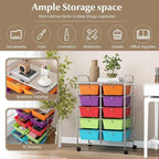 LDAILY 10 Drawer Rolling Cart, Storage Cart Organizer on Wheels, Drawer Cart - Image 5