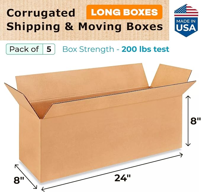 Long Moving & Shipping Boxes 24 x 8 x 8 inches - Image 2