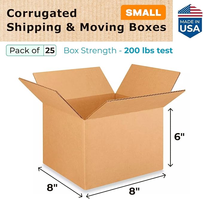 Small Moving & Shipping Boxes 8"L x 8"W x 6"H - Image 2