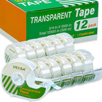 Transparent Tape with Dispenser, 3/4 x 1000 Inches, 12 Rolls Clear Tapes by VEESA