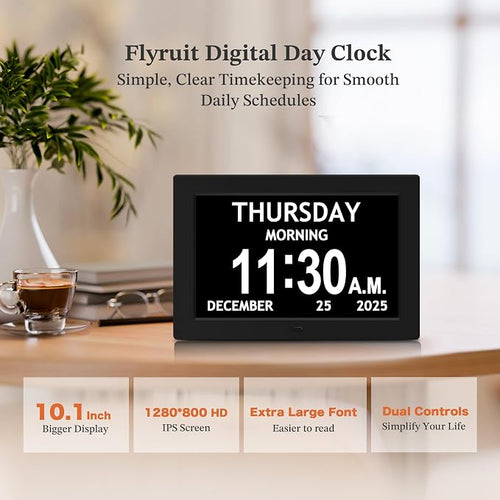 10.1'' Extra Large Digital Clock, 1280*800p HD Display, Dementia Clock - Image 2