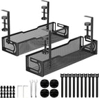 2Pack Under Desk Cable Management Tray, No Drill Mesh Desk Cable Tray, Wire by Unknown