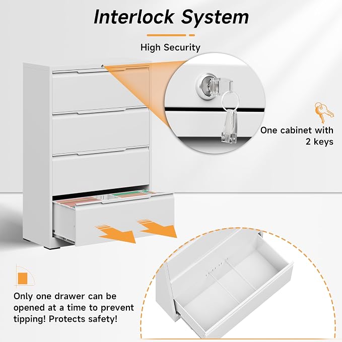 Bestoo 4-Drawer Lateral File Cabinet - Image 6