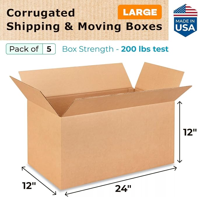 Large Shipping & Moving Boxes 24 x 12 x 12 inches - Image 2