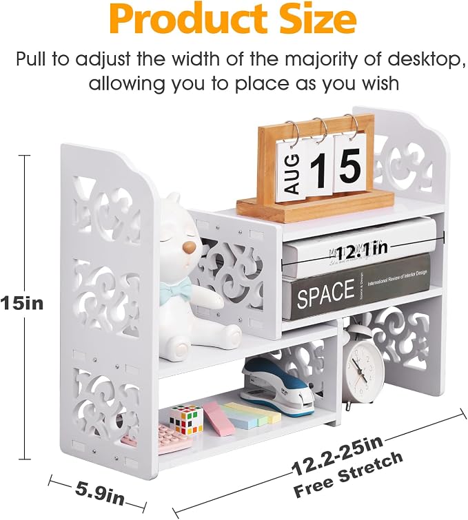 YGYQZ Desk Shelves Desktop Orgnizer Shelf-White Office Organization - Image 3