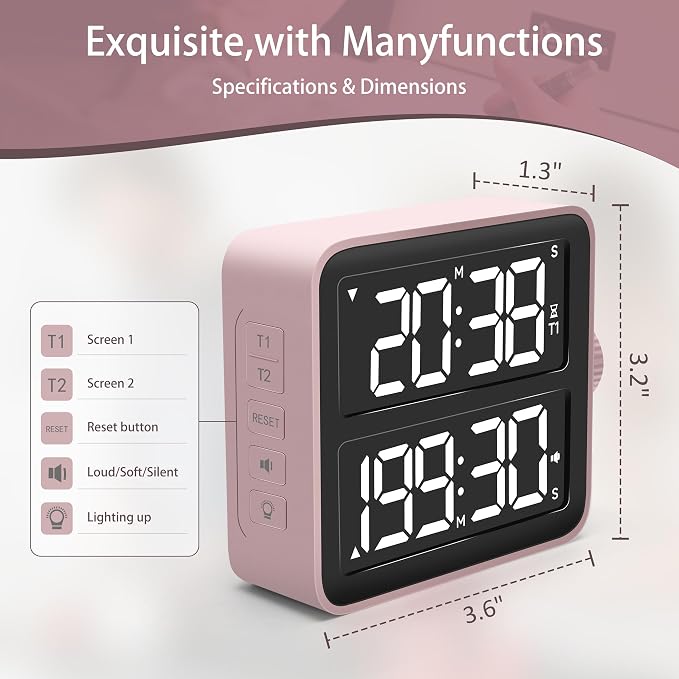 VEWINGL Dual Kitchen Timer Digital – 2-Channel Cooking Timer - Image 6