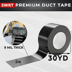 SWRT 9 Mil 5-Pack Black Heavy Duty Duct Tape Strong Adhesive, 2 in x 30 YD Duct - Image 2