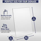 Slant Back Acrylic Sign Holder 8.5 x 11 Inches, Portrait Ad Frame and Flyer - Image 2