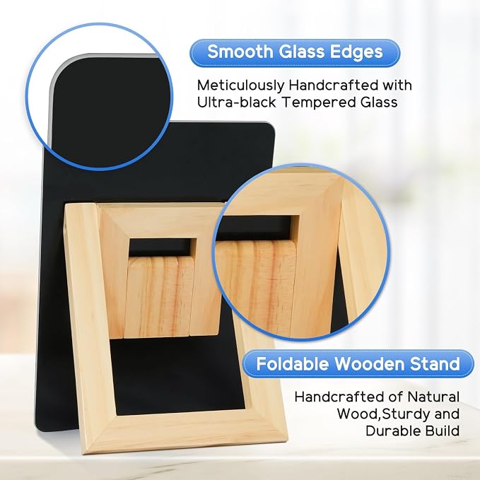 WALGLASS Desktop Black Glass Dry Erase Board 9.5"x 6.7" - Image 3