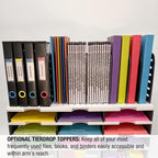 Desktop Organizer 6 Letter Tray Sorter Plus Riser Base, 3 Supply & 3 Storage - Image 7