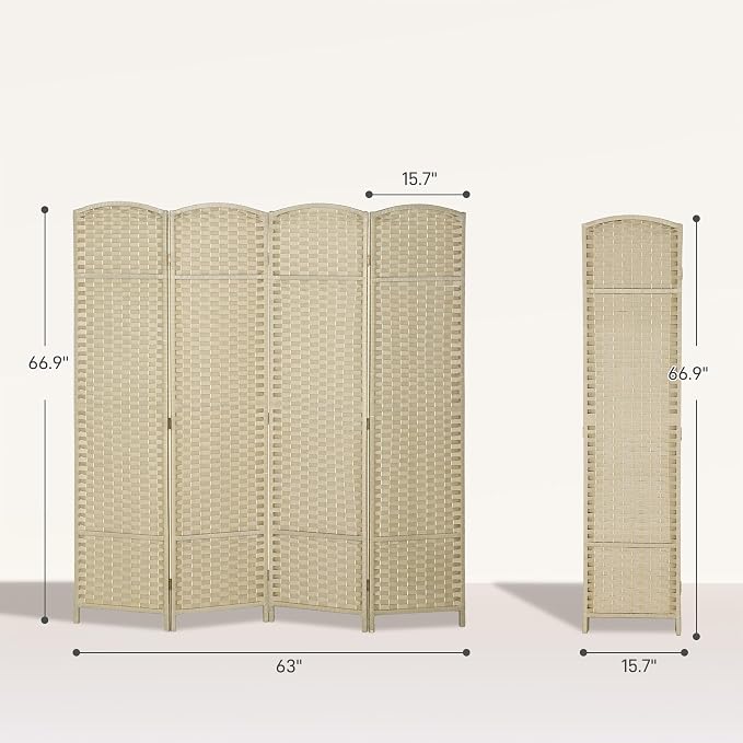 HOMCOM Room Divider, 4 Panel Folding Privacy Screen, 5.6' Tall Freestanding - Image 7