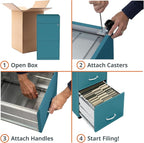 Lorell LYS SOHO Box/File/File Teal Mobile Cabinet, 3 Drawer - Image 9