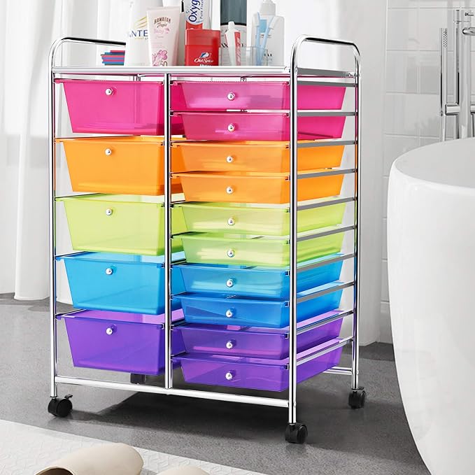 GOFLAME 15-Drawer Rolling Storage Cart, Craft Storage Cart - Image 9
