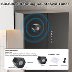 Pomodoro Productivity Timer Cube, Flip Clock, Pause & Resume, Magnetic - Image 2