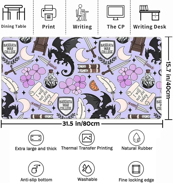 Cute Desk Pad Kawaii Black Loong Mouse Pad Purple Magic Desk Keyboard Pad - Image 3