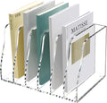 SANRUI Acrylic Desk File Organizer, 6 Vertical Compartments Clear Magazine File by SANRUI