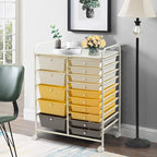COSTWAY 15 Drawer Rolling Storage Cart, Utility Tools Paper Organizer on Wheels - Image 2