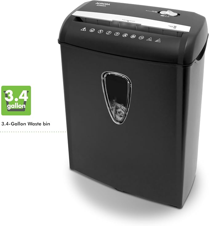 Aurora AU890XA 8-Sheet Crosscut Paper and Credit Card Shredder - Image 5