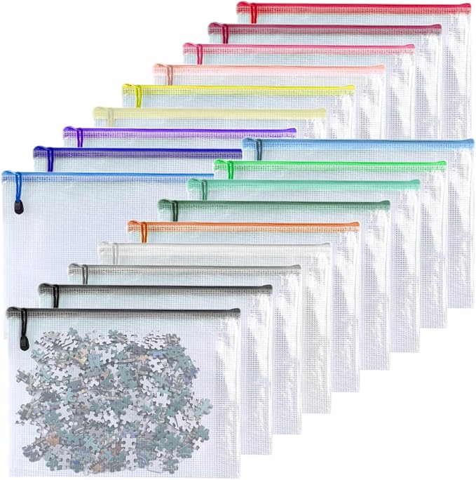 Oaimyy-18 PCS-6" x 8" Inch -Mesh Zipper Pouch, Plastic Zip File Folders Puzzle - Image 4
