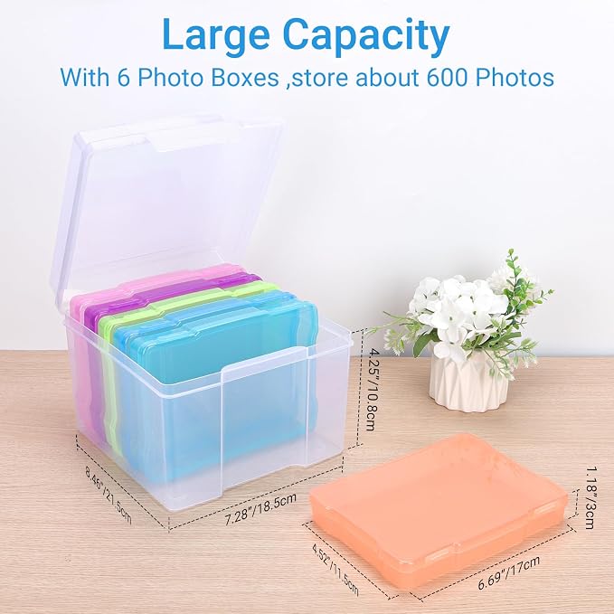 COSICS Photo Storage Box 4" x 6", Extra Large Transparent Plastic Photo - Image 2