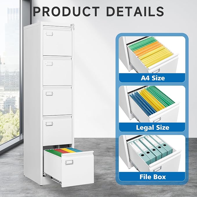 BYNSOE 5 Drawer File Cabinet - Image 5