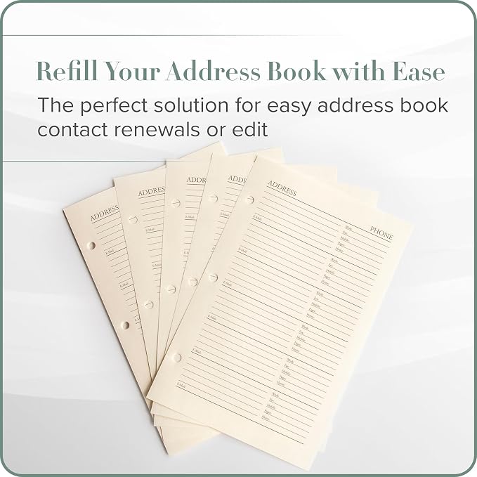 Gallery Leather Address Book Refill Replacement Pages - Image 2