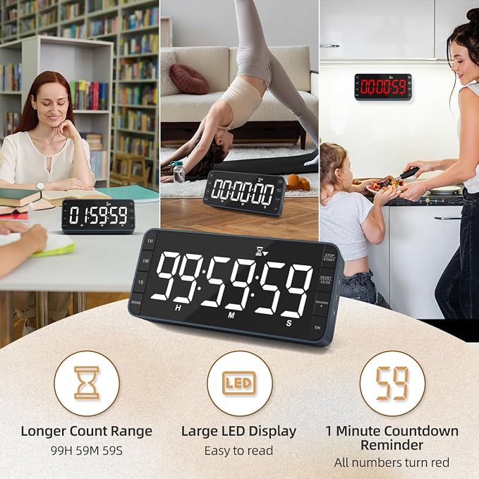 7.8'' Extra Large Rechargeable LED Kitchen Timer - Image 3