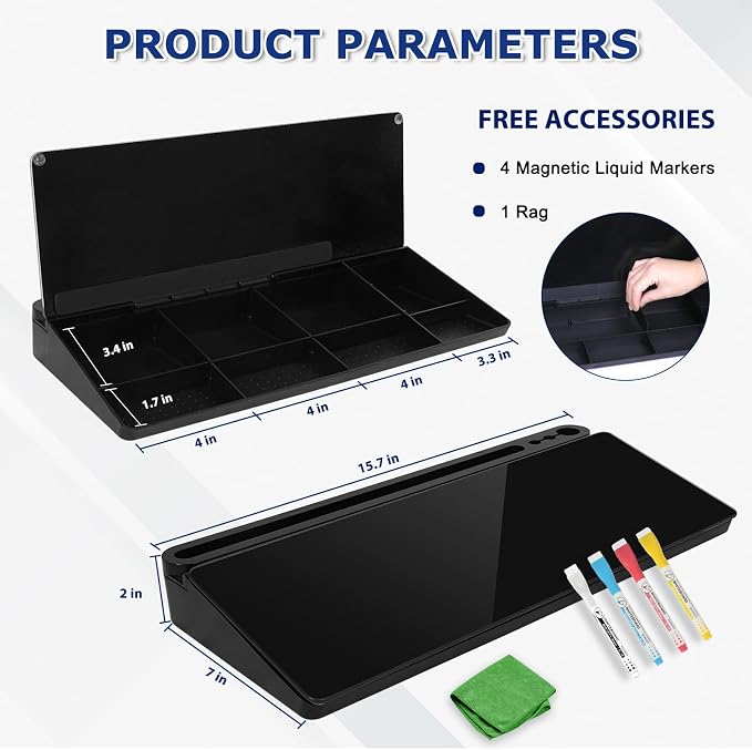 Desktop Glass Whiteboard with Storage, Desk Board with Computer Keyboard Stand - Image 8