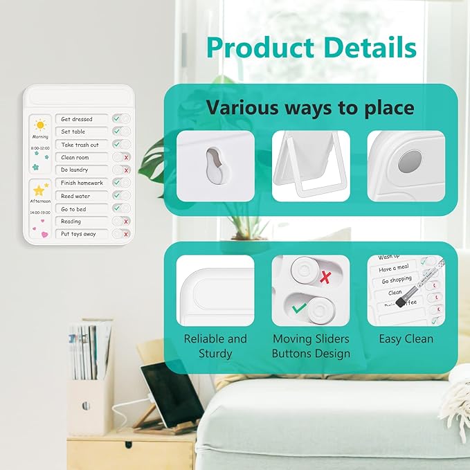 2Pcs Chore Chart for Kids to Do List Checklist Board Detachable Message Slider - Image 4