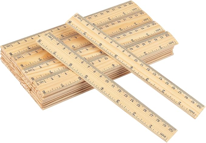 144 Packs Wooden Rulers, 8 Inch Double Sided Wood School Ruler by GNIEMCKIN