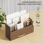 WISUCART Bamboo Desk Organizer Mail Holder Countertop Wood Desk Drawer Tabletop - Image 2