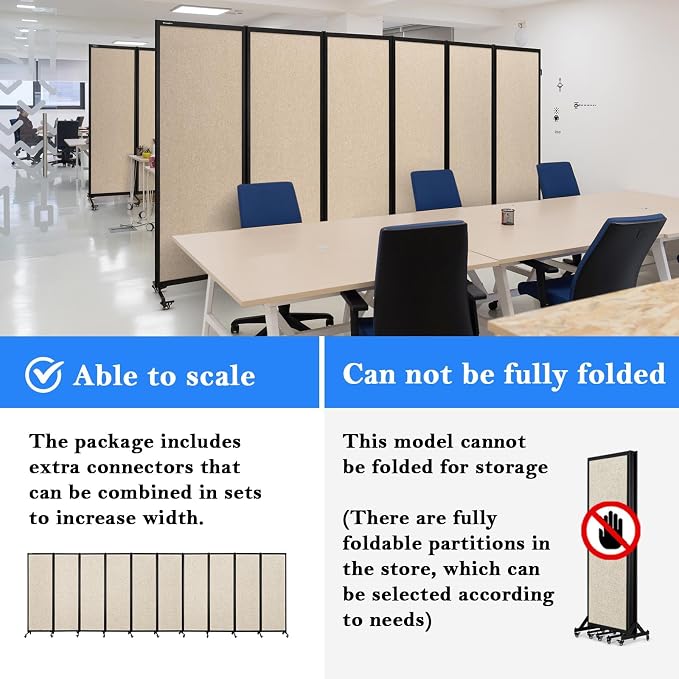 Upgrade Version Room Partition and Divider, Freestanding Rolling Dividers - Image 3