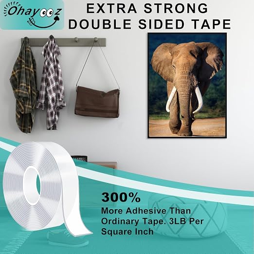 Ohayooz® Extra Strong Double Sided Tape Heavy Duty Removable 10FT, Photo Deco - Image 2