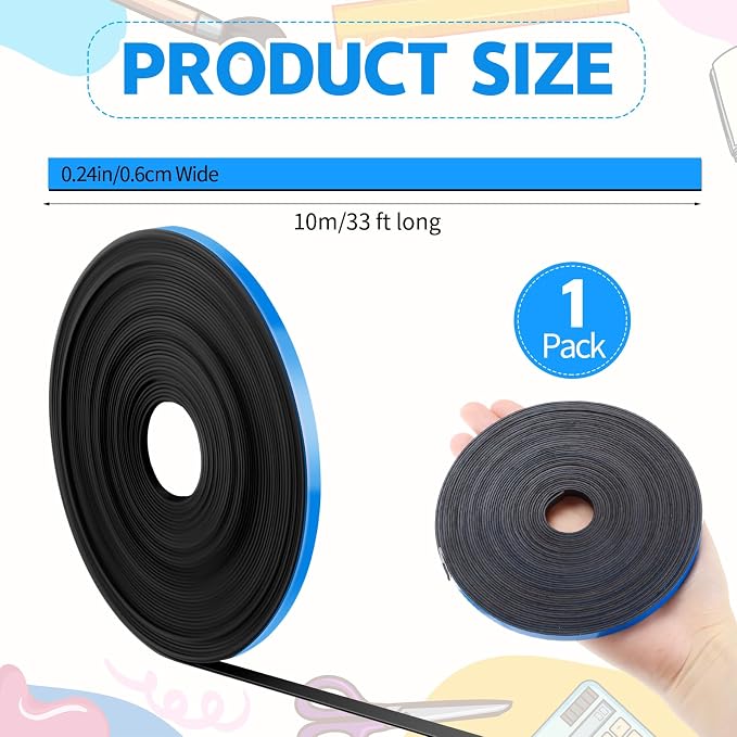 AmazingSpark Magnetic Tape Roll Thin Strips, 1/4 Inch x 33 Feet Magnetic Board - Image 2
