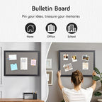 Bulletin Board 36 x 24 Inch, 100% Wood Framed Canvas Cork Board - Image 2
