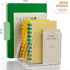 SANRUI Acrylic Desk File Organizer, 5 Vertical Compartments Clear Magazine File - Image 3