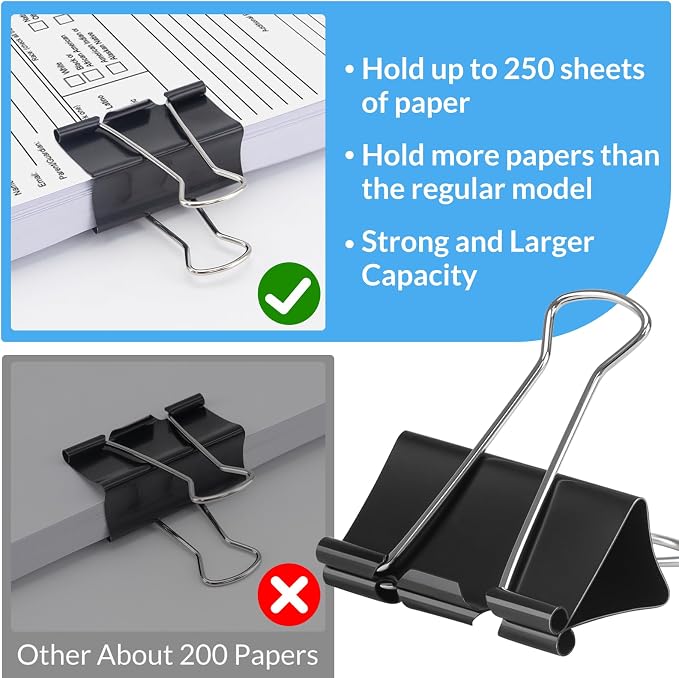 2 Inch 12 Pack Extra Large Binder Clips, Jumbo Paper Clips, Big Paper Clamps - Image 3