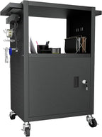 Mobile AV Cart with Push Handles, Heavy Duty Rolling Media Cart with Customized by GREHITK