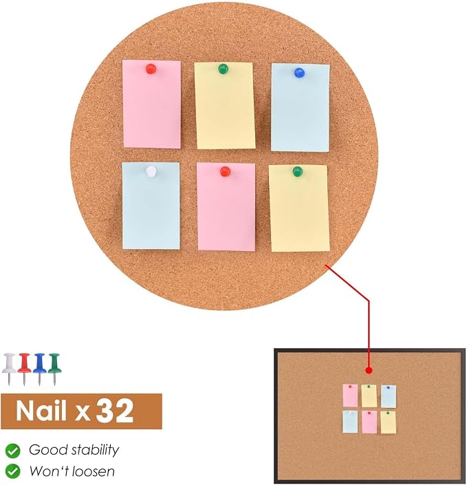 Board2by 2-Pack Cork Board Bulletin Board 18“ x 24”, Office Board - Image 4