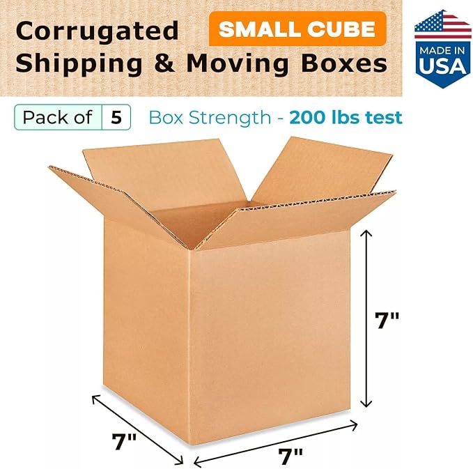 Small Cube Moving & Shipping Boxes 7 x 7 x 7 inches - Image 2
