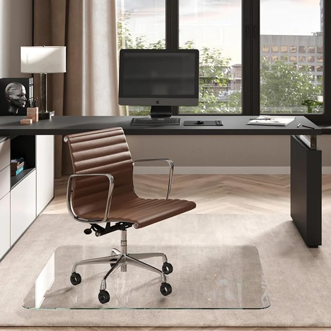 Vitrazza Glass Chair Mat 46” x 60” Superior ¼ Thick, Luminoso Low-Iron Ultra by VitrazzaGlassOfficeChairMats