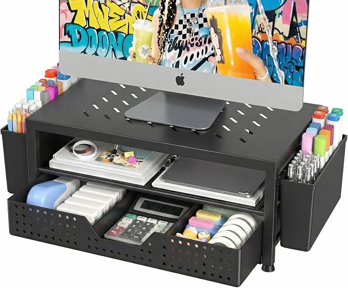 OPNICE Laptop Stand Desk Organizer, 2-Tier Metal Monitor Stand Riser by OPNICE