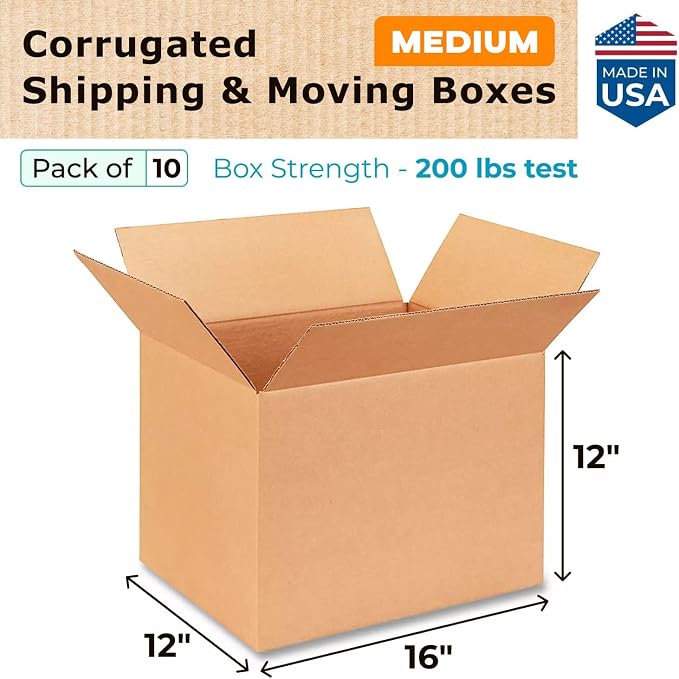 Medium Shipping & Moving Boxes 16x12x12 inches - Image 2